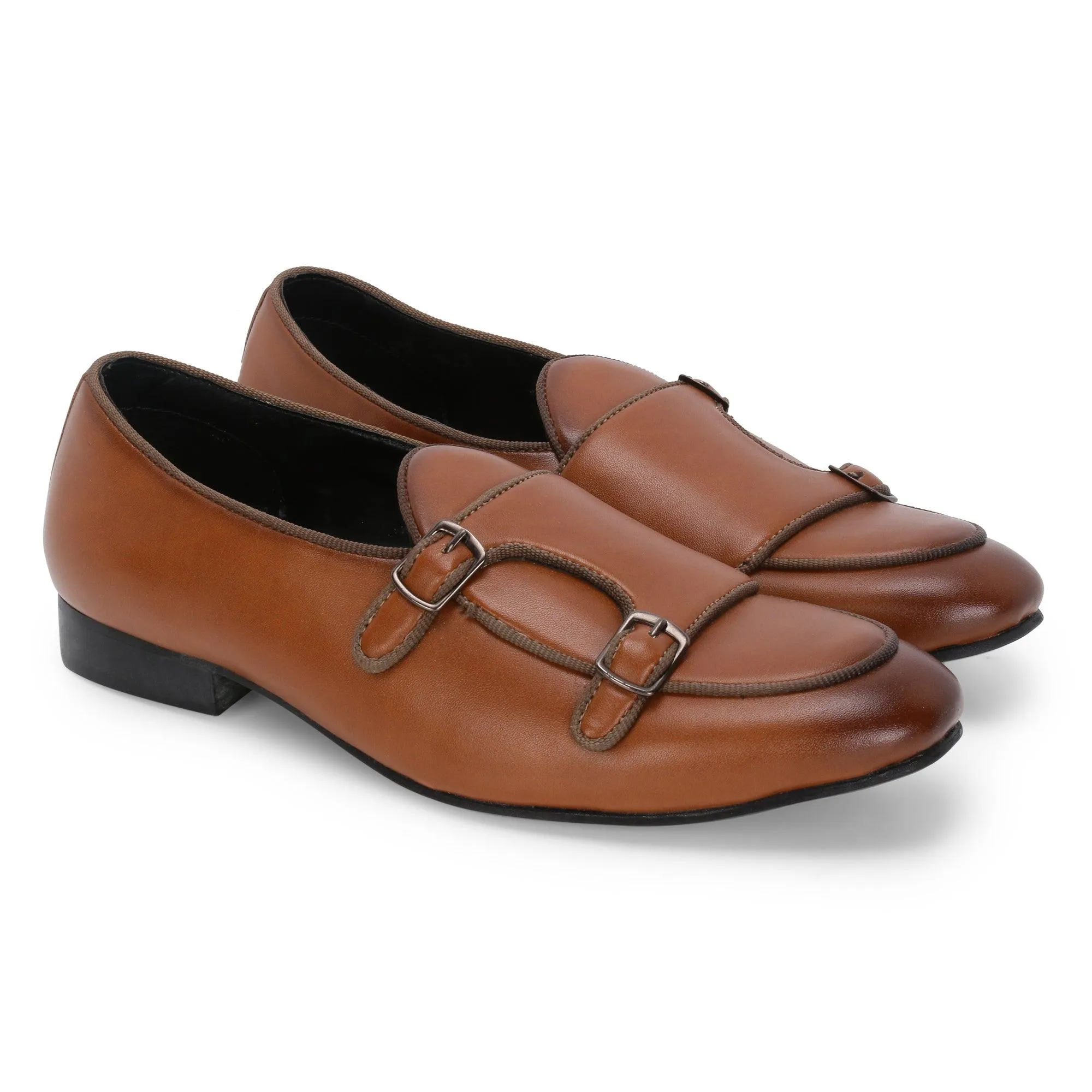 Bello Tan Double Monk Loafers