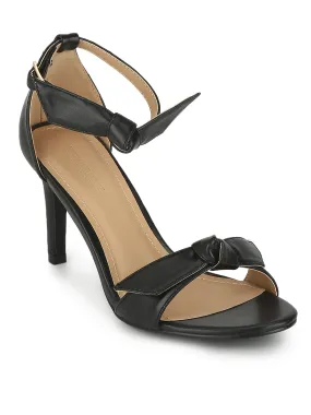 Black Bow Ankle Strap Stiletto Heels