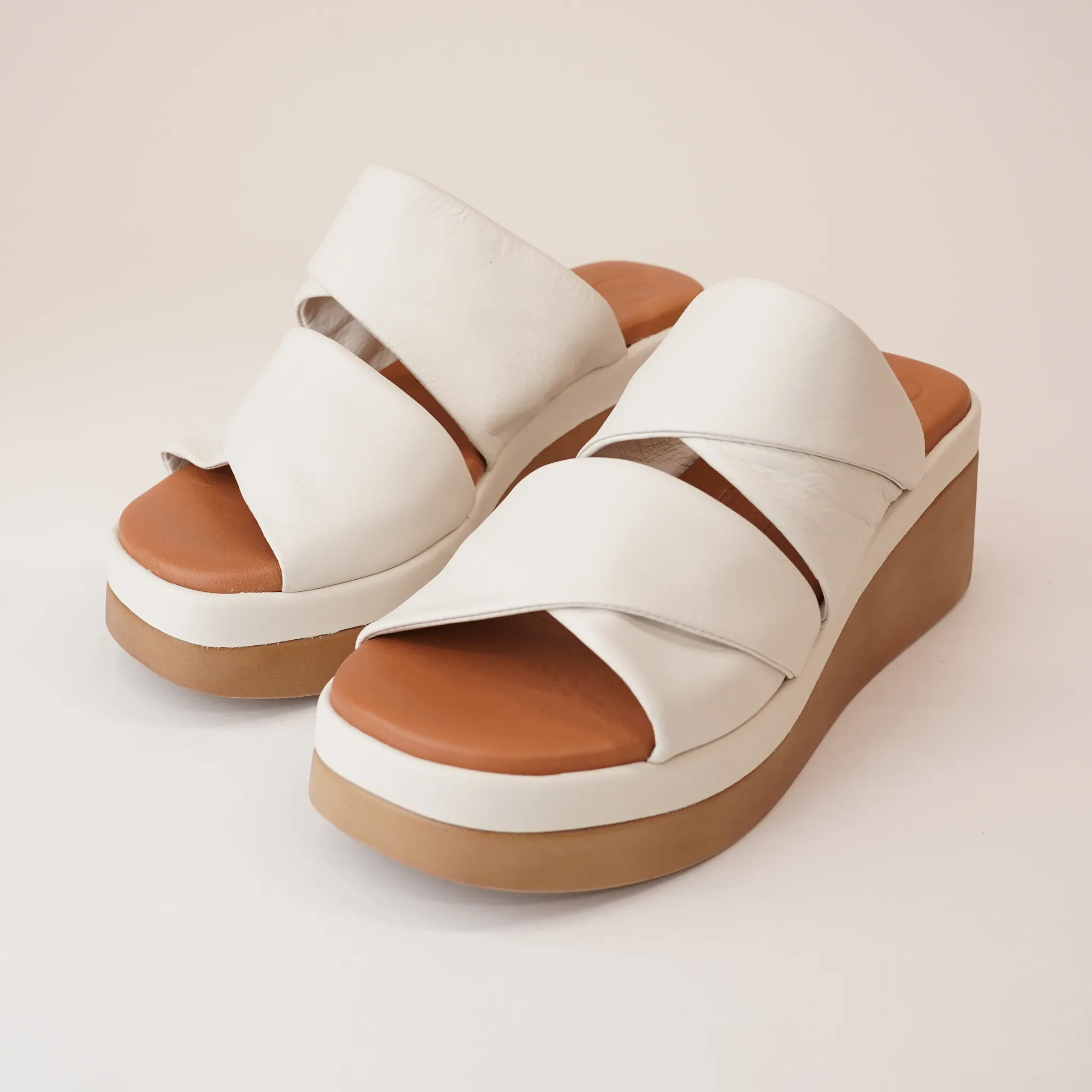 Caro Off White Leather Sandals