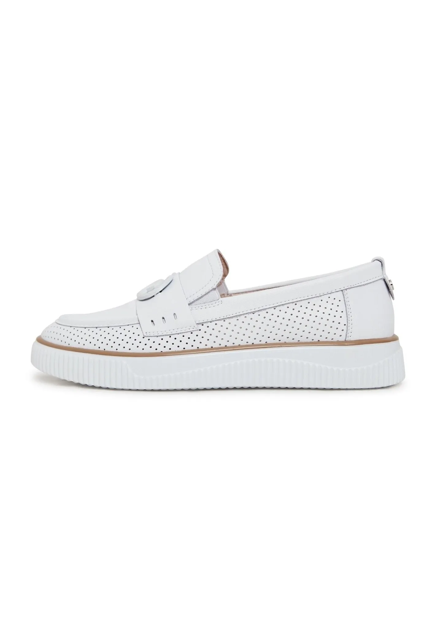 Casual Leather Platform Loafers - White