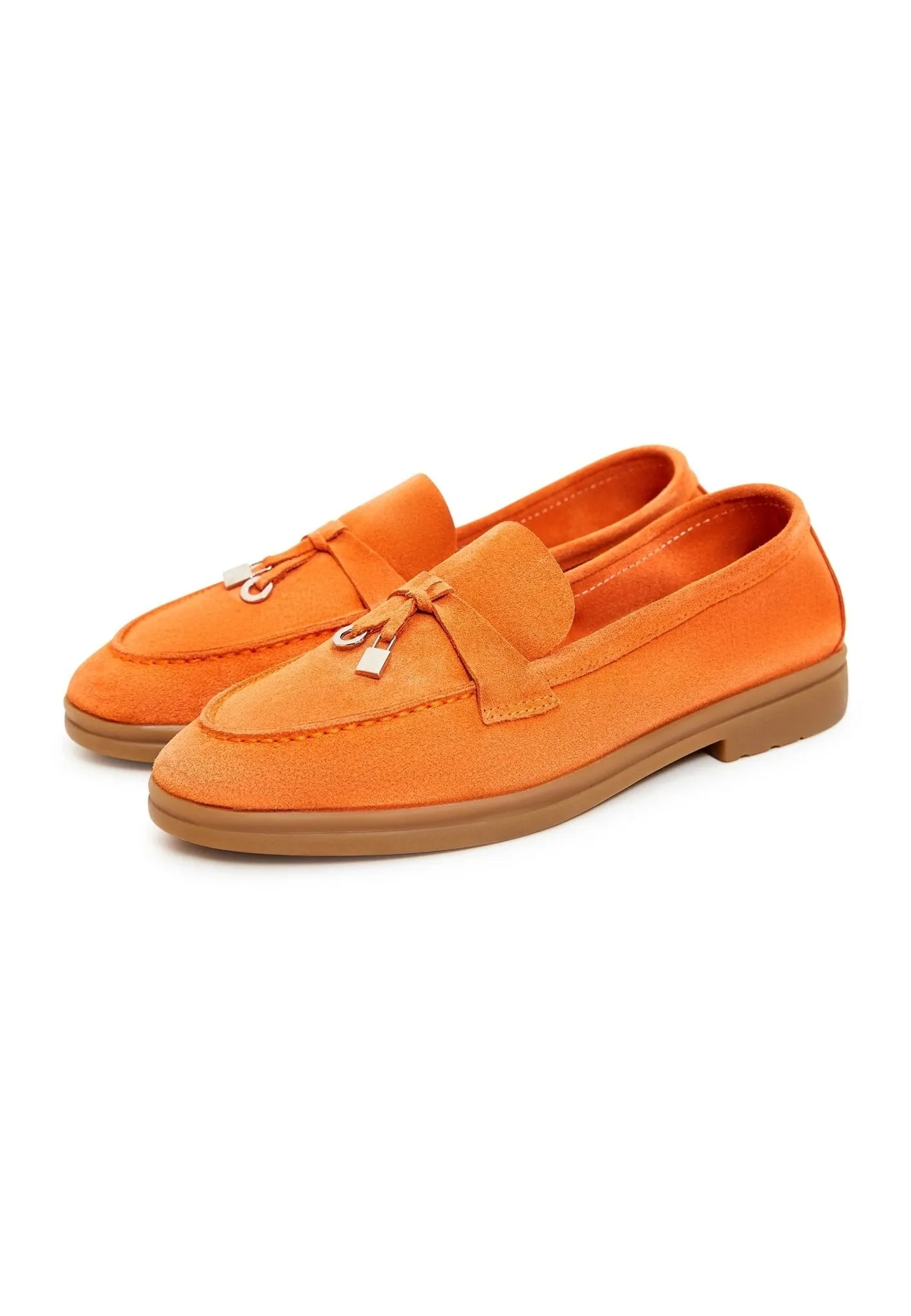 Classic Flat Sole Loafers - Orange