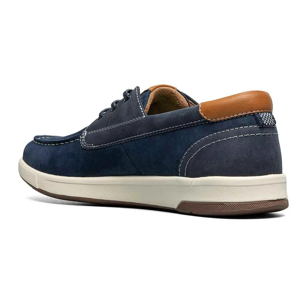 Florsheim Navy Crossover Elastic Lace Moc Toe Boat Shoe