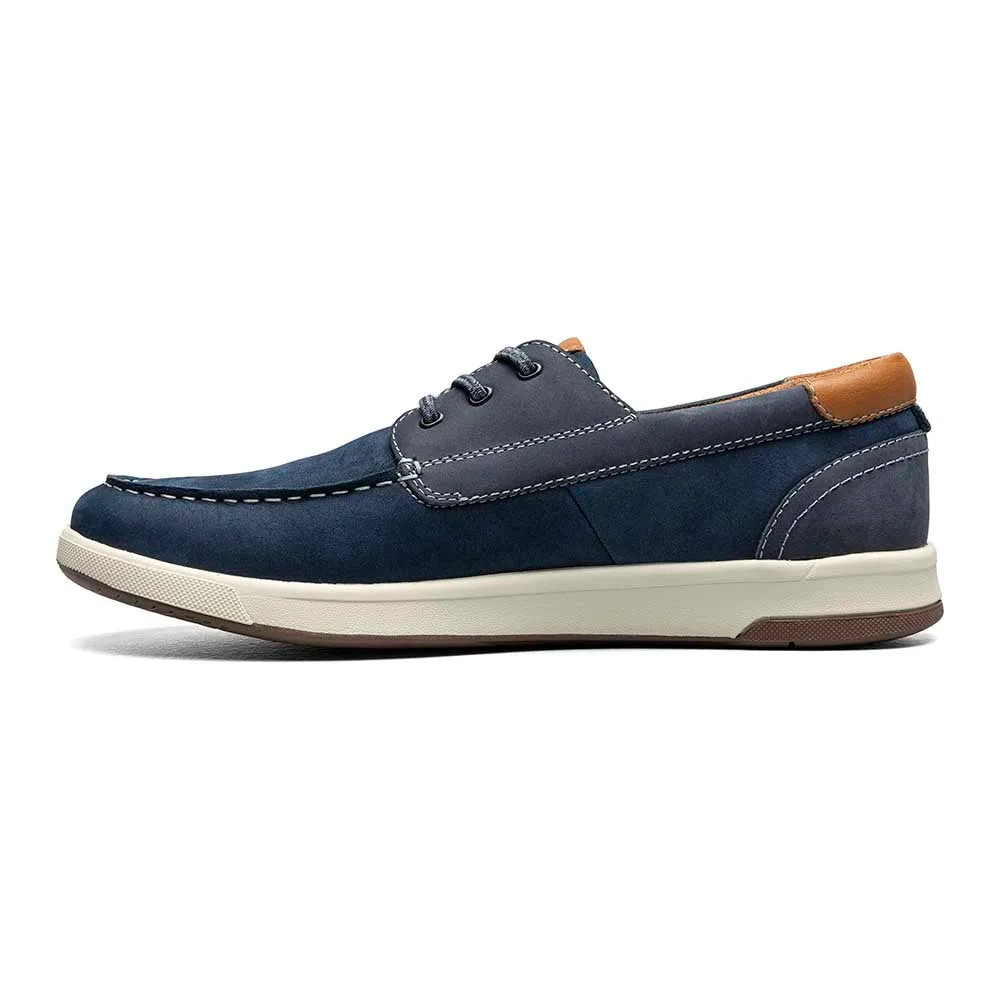 Florsheim Navy Crossover Elastic Lace Moc Toe Boat Shoe