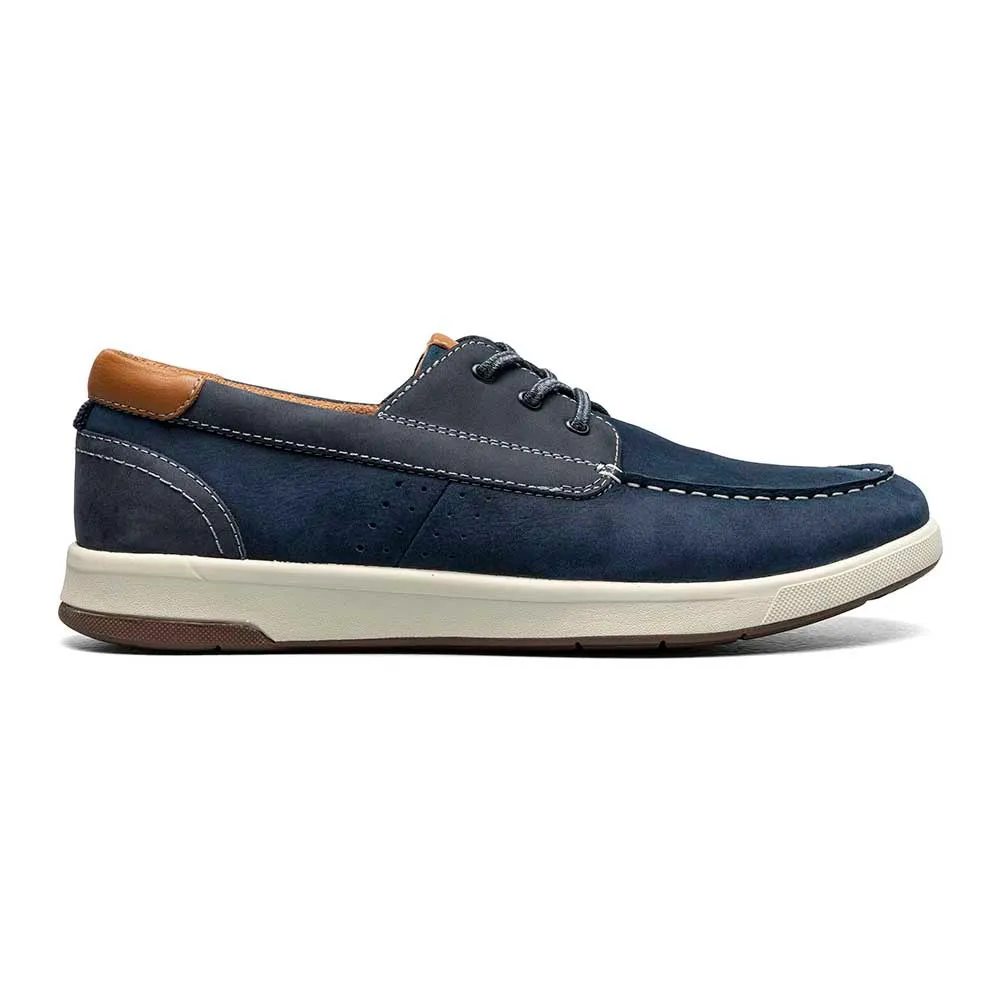 Florsheim Navy Crossover Elastic Lace Moc Toe Boat Shoe