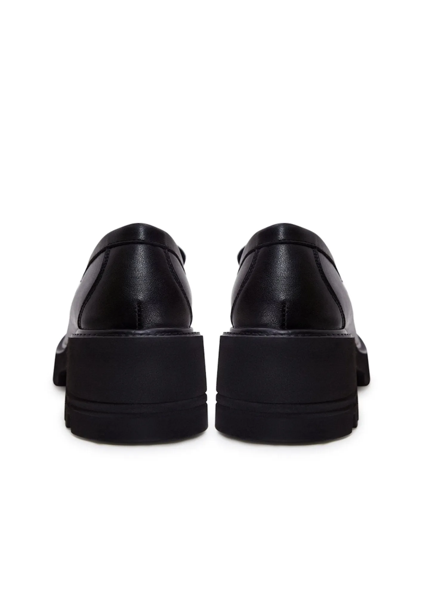 Leather Classic Block Heel Loafers - Black