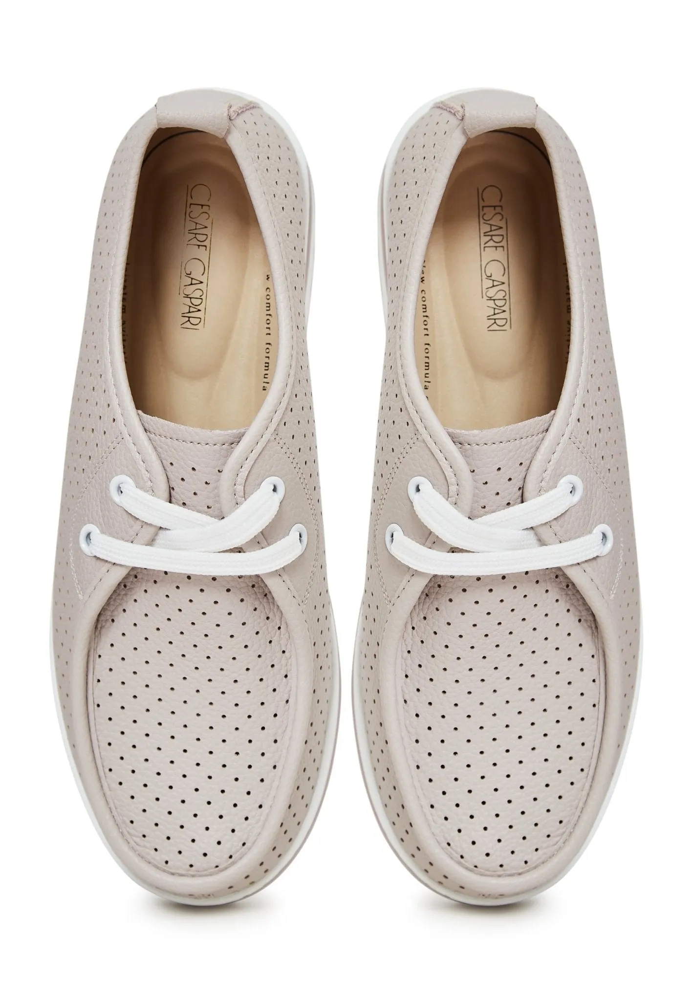 Leather Classic Platform Loafers - Beige