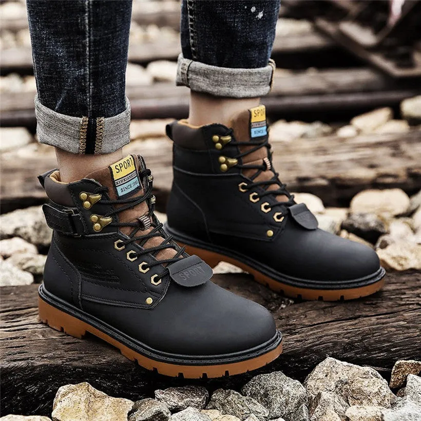 Men Outdoor Sneakers Wear-resistant Lace-up Hiking Shoes