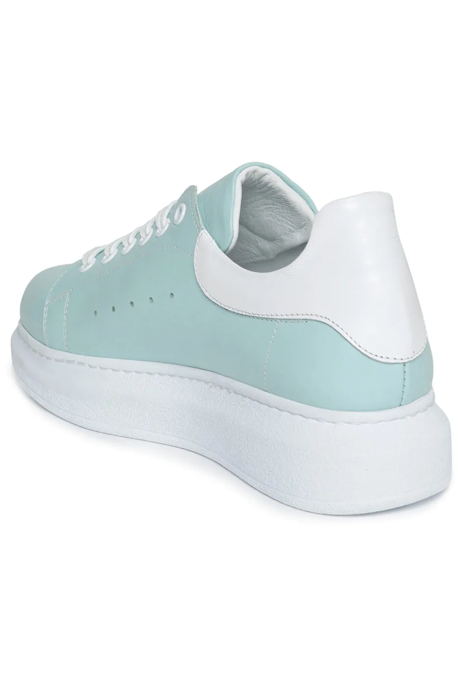 Minimalist Lace-Up Sneakers - Light Blue