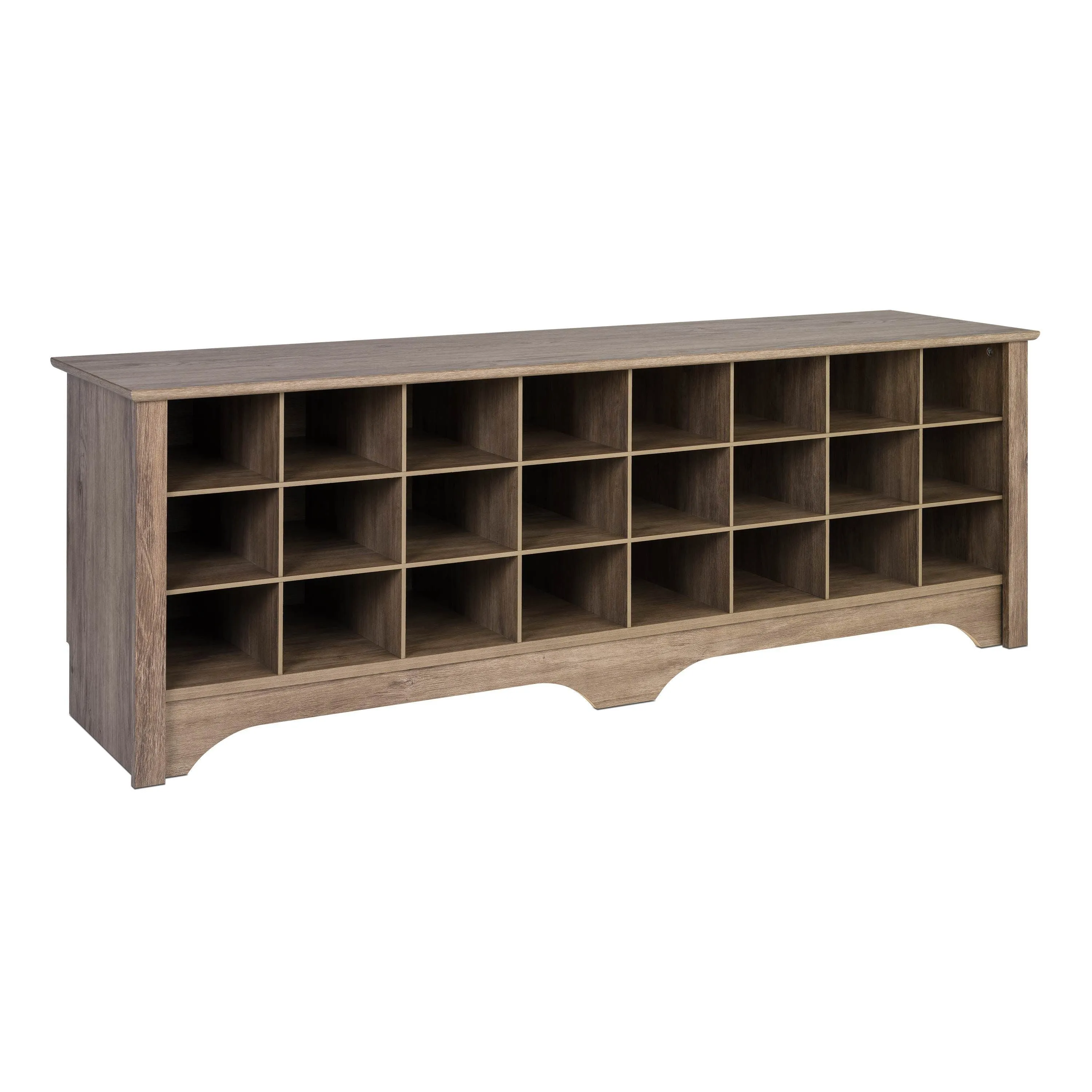 Prepac 3-Tier Entryway Storage Cubby Bench Shoe Rack, Wood, Gray