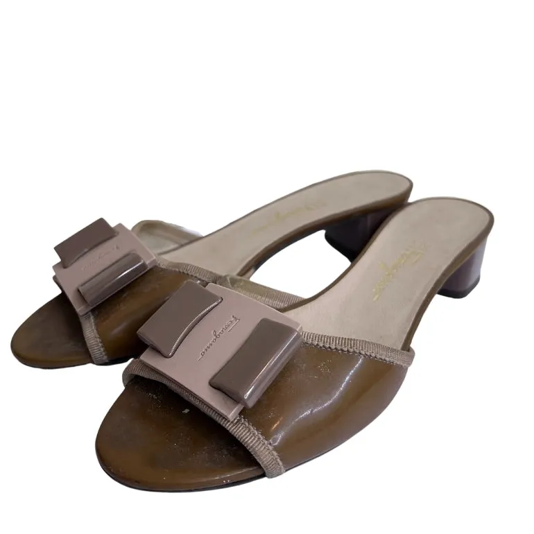 Salvatore Ferragamo Ginostra Patent Leather Bow Sandals