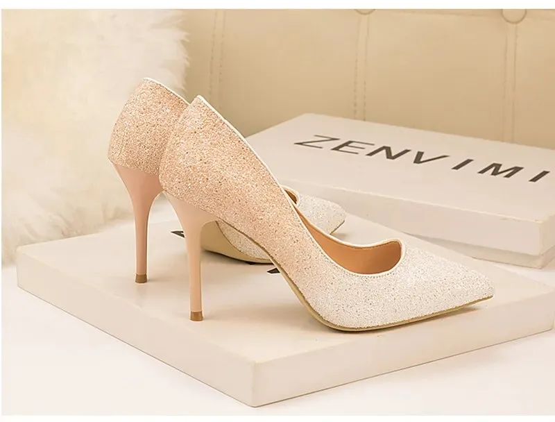 Sequin Gradient Pointed Heels