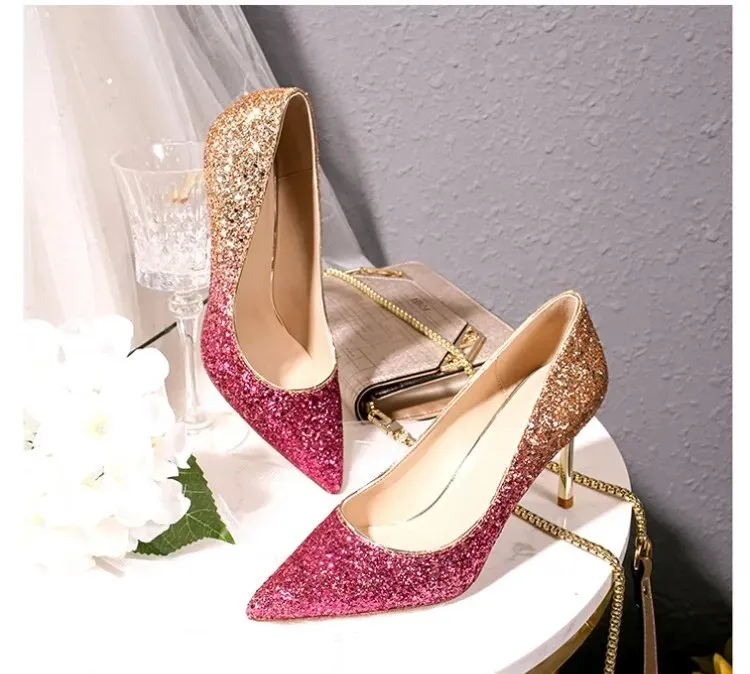 Sequin Gradient Pointed Heels