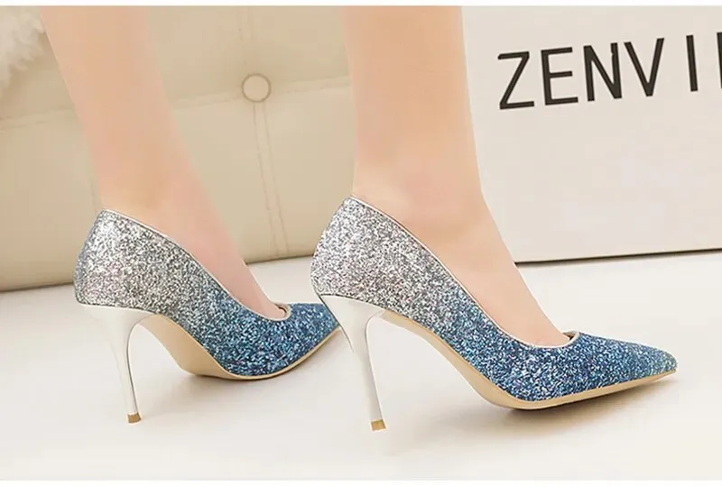 Sequin Gradient Pointed Heels