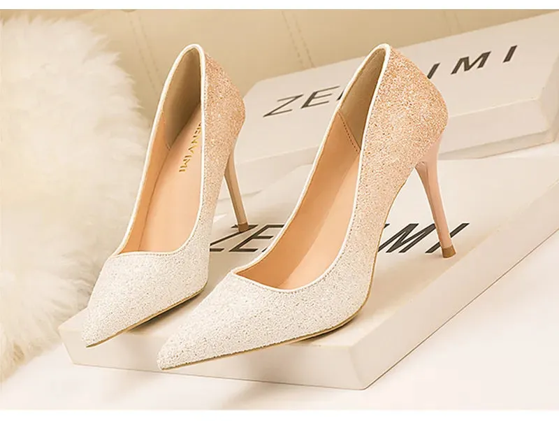 Sequin Gradient Pointed Heels