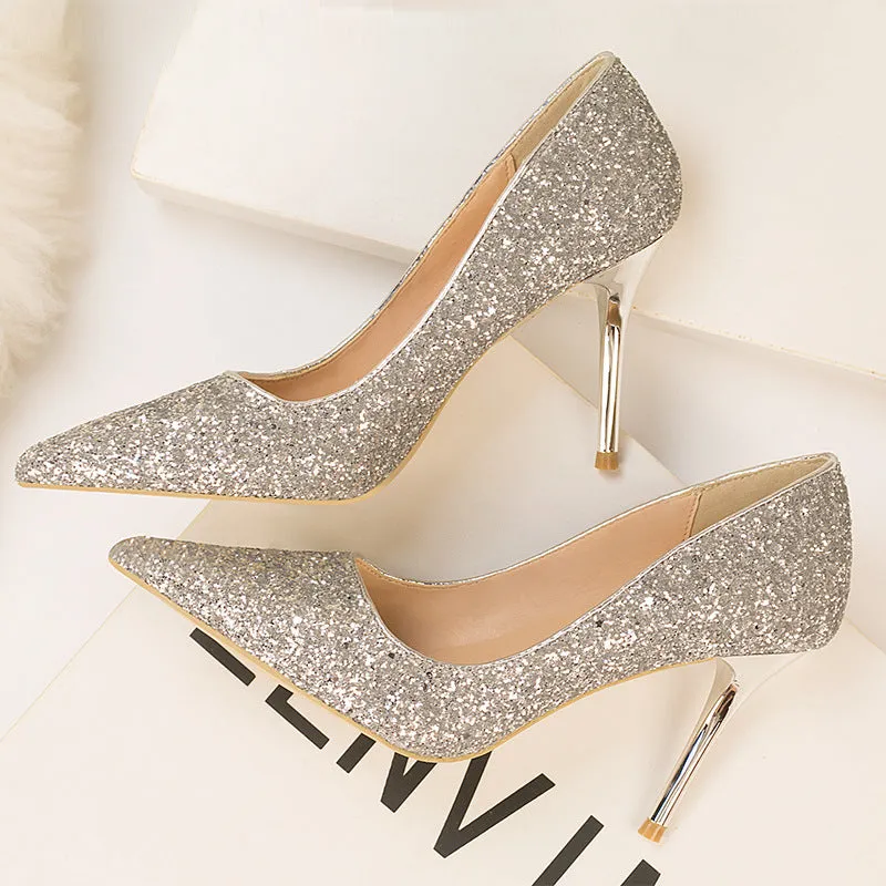 Sequin Gradient Pointed Heels