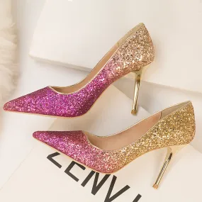 Sequin Gradient Pointed Heels