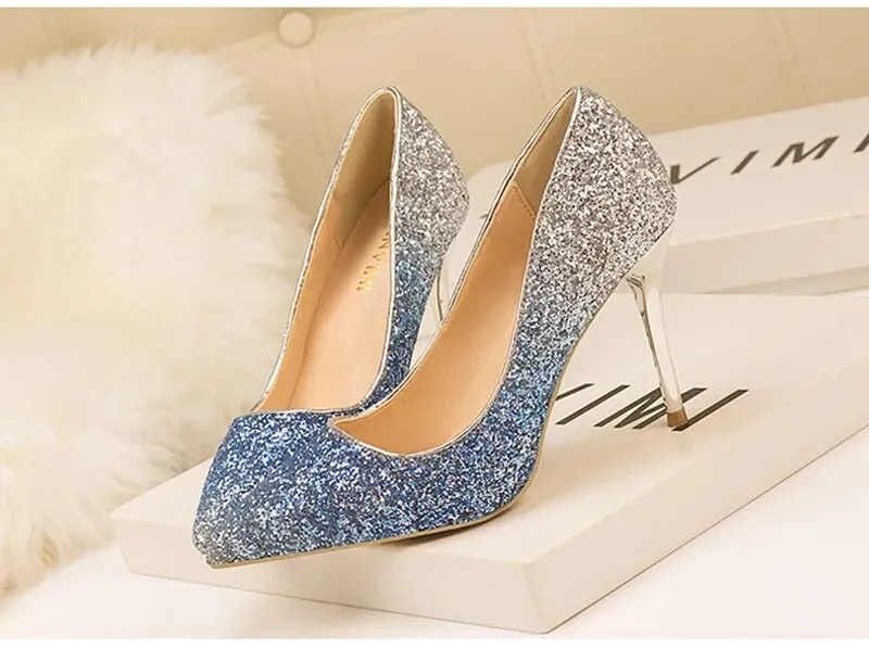 Sequin Gradient Pointed Heels