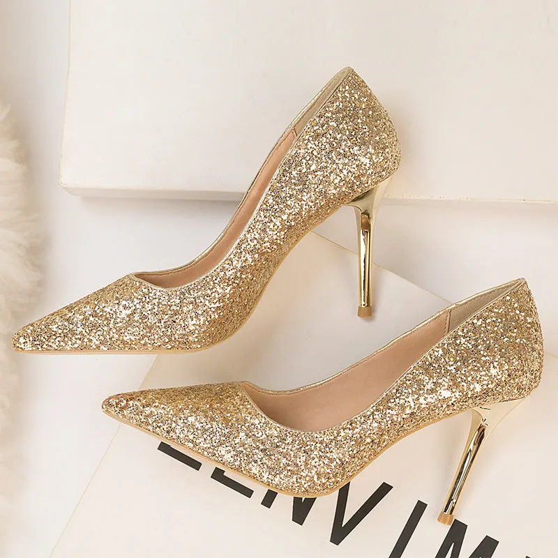 Sequin Gradient Pointed Heels