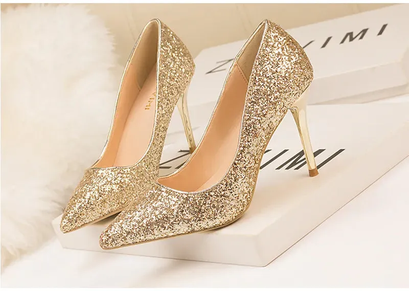 Sequin Gradient Pointed Heels