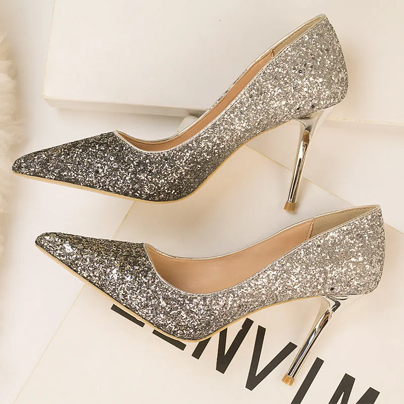 Sequin Gradient Pointed Heels