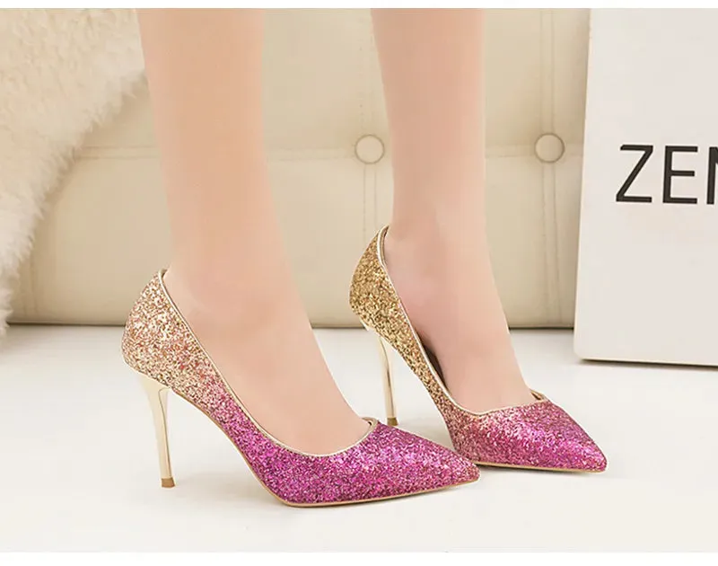 Sequin Gradient Pointed Heels