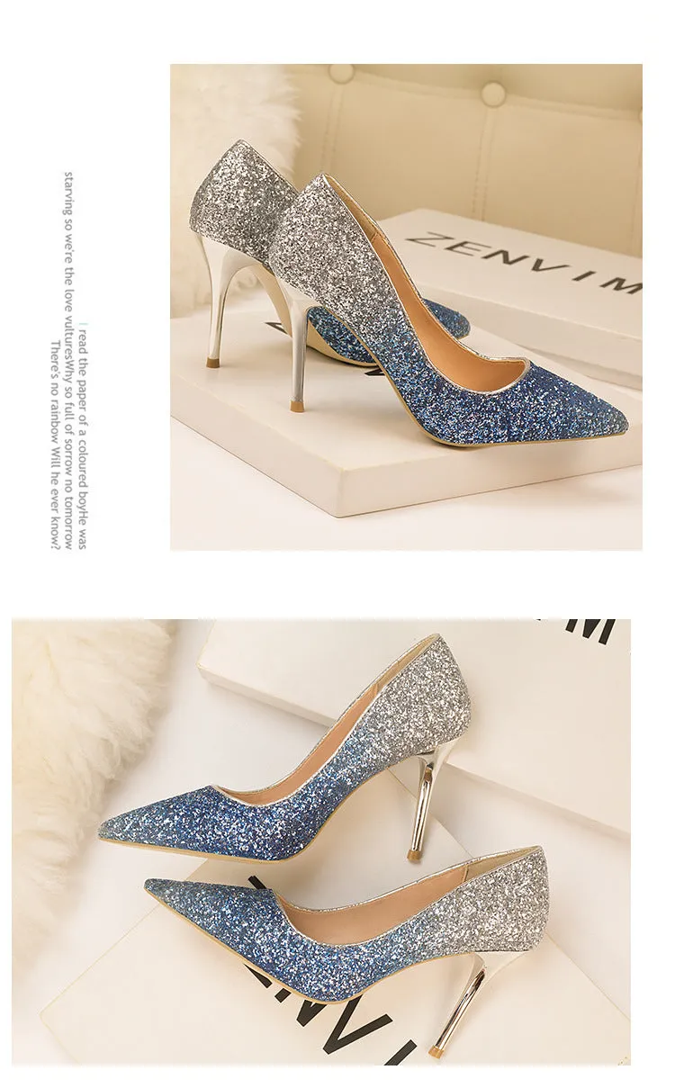 Sequin Gradient Pointed Heels