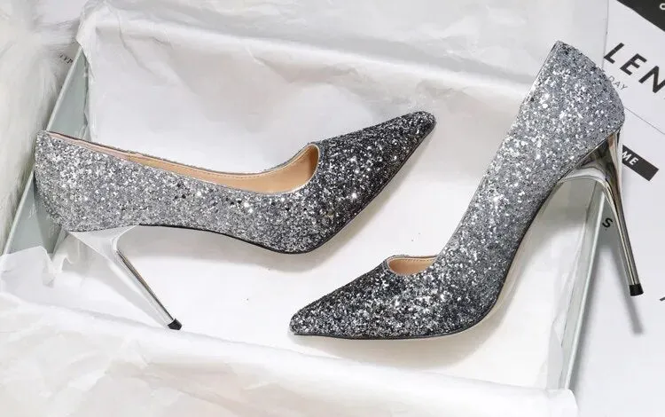 Sequin Gradient Pointed Heels