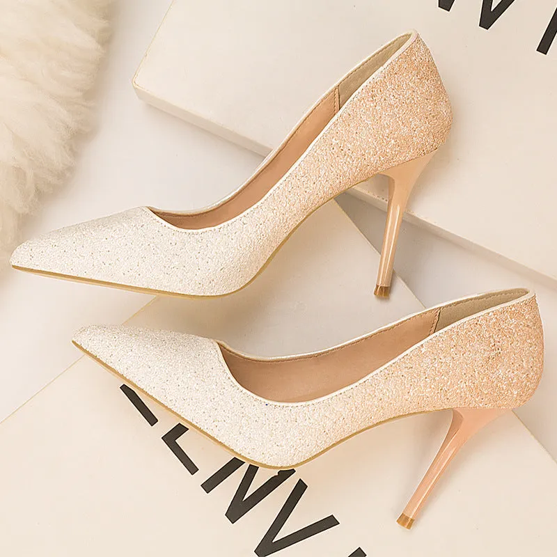 Sequin Gradient Pointed Heels