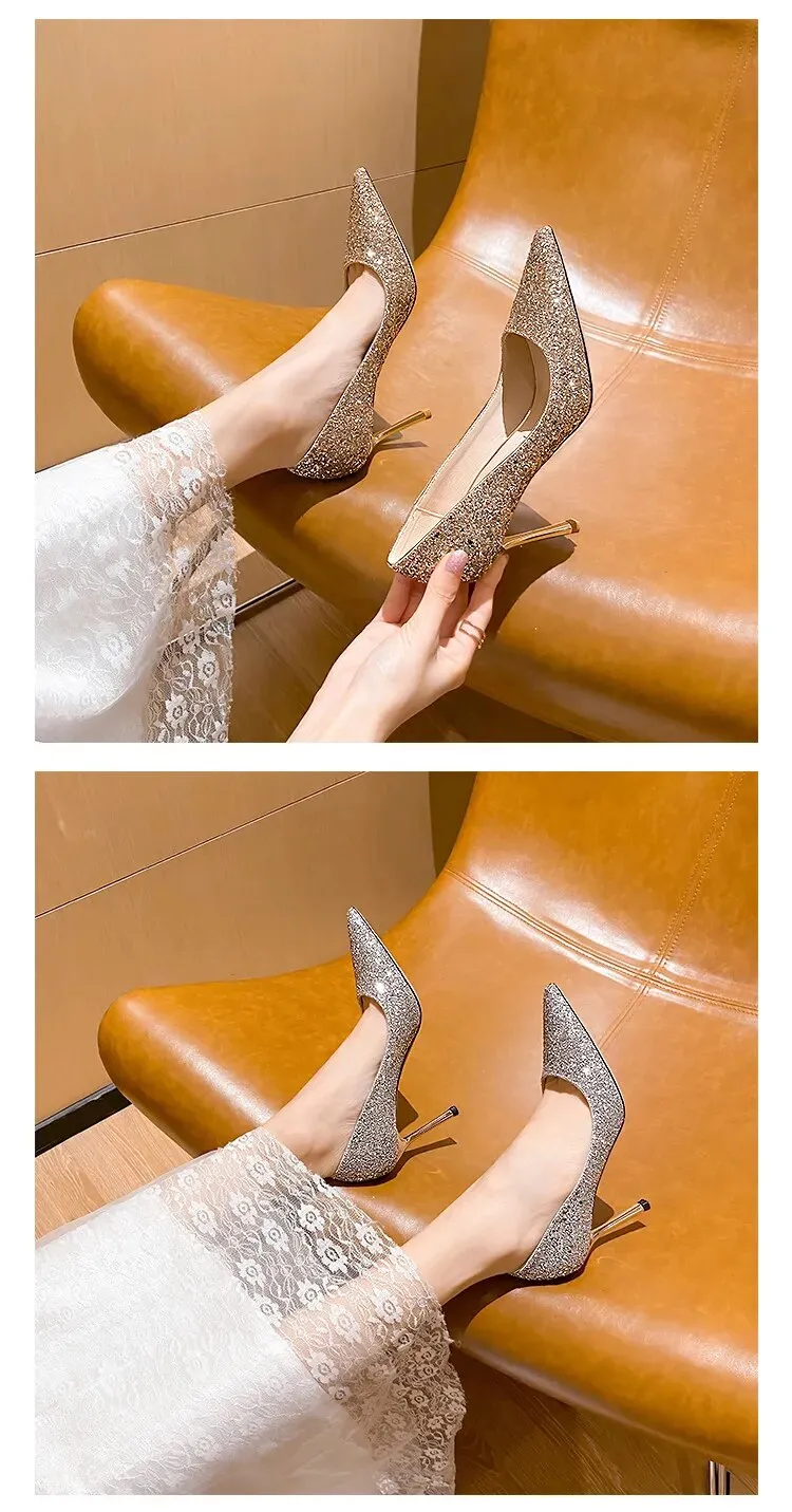 Sequin Gradient Pointed Heels