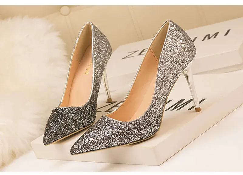 Sequin Gradient Pointed Heels