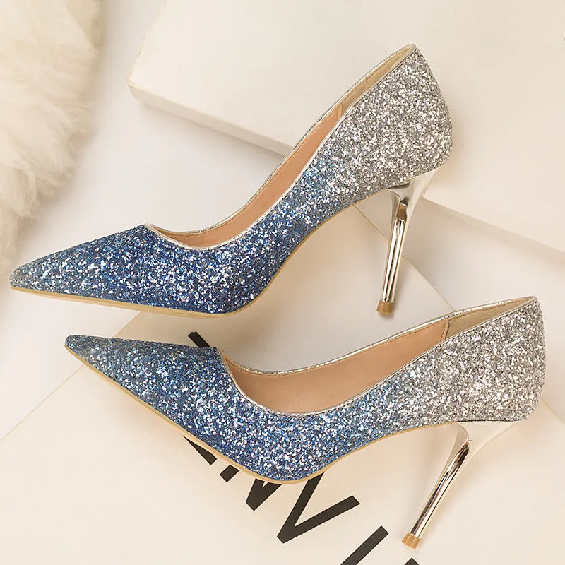 Sequin Gradient Pointed Heels