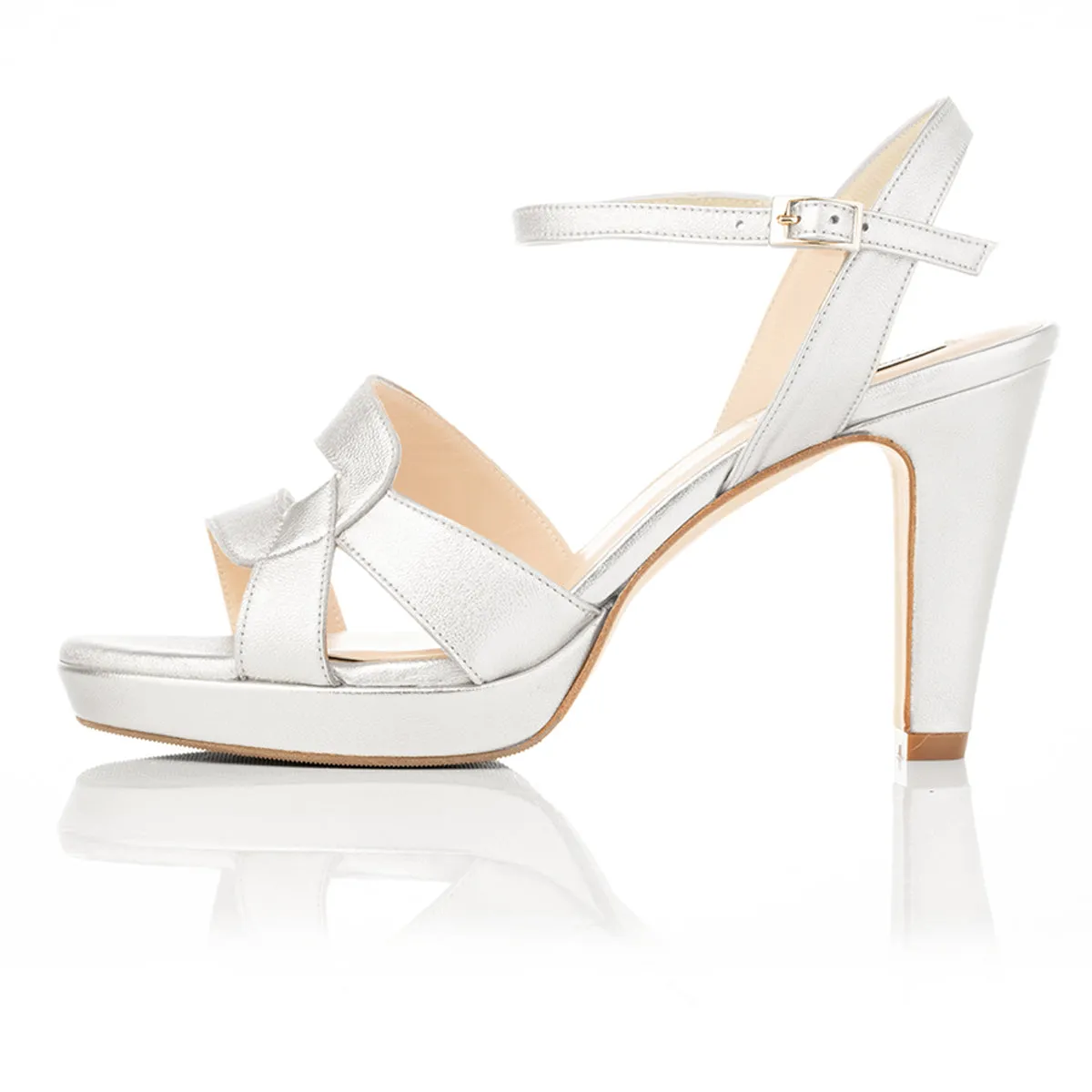 Star - Wide Fit Platform Sandal - Silver Leather