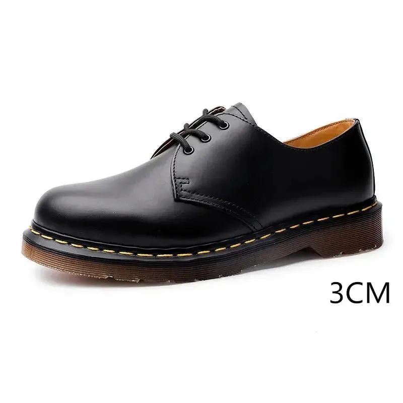 Unisex  Platform cowhide Women's Leather Shoes Thick Leather Shoes Black Mary Jane shoes Sole Large Men's Shoes 34-44