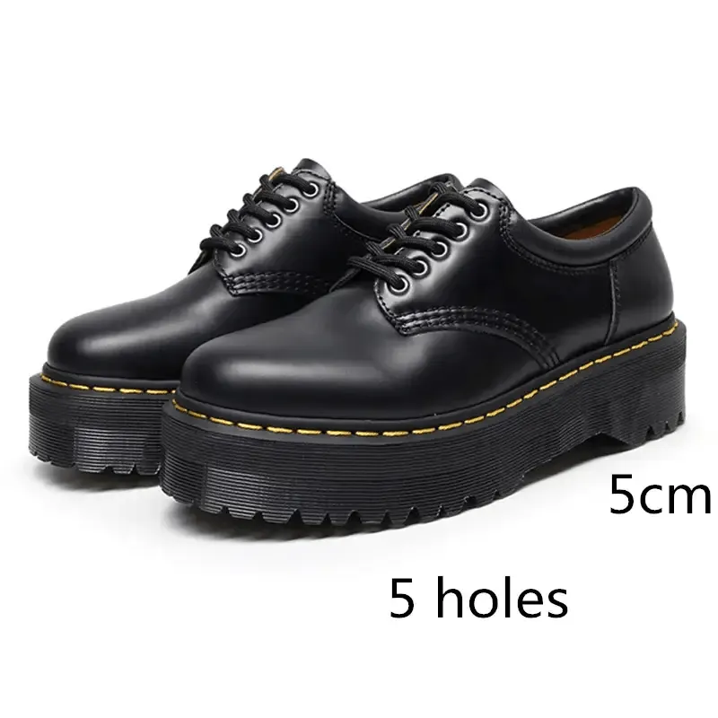 Unisex  Platform cowhide Women's Leather Shoes Thick Leather Shoes Black Mary Jane shoes Sole Large Men's Shoes 34-44