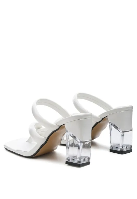 White Clear Heels Ring Slides