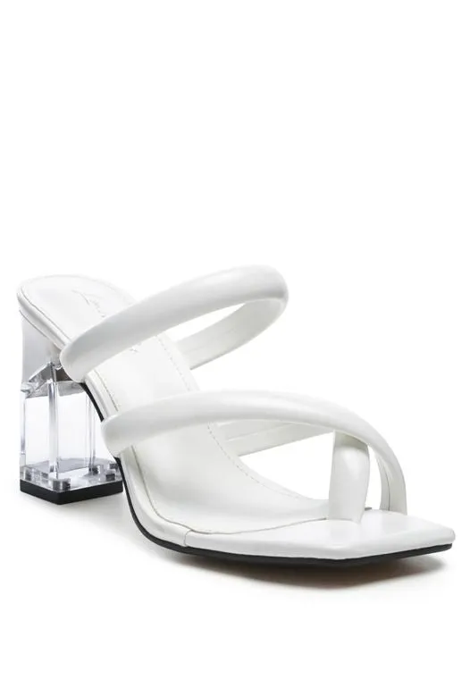 White Clear Heels Ring Slides