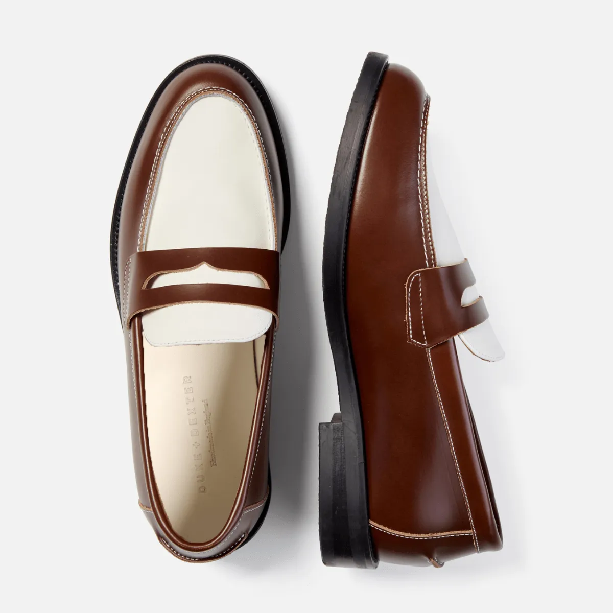 Wilde Chestnut   White Penny Loafer - Men's