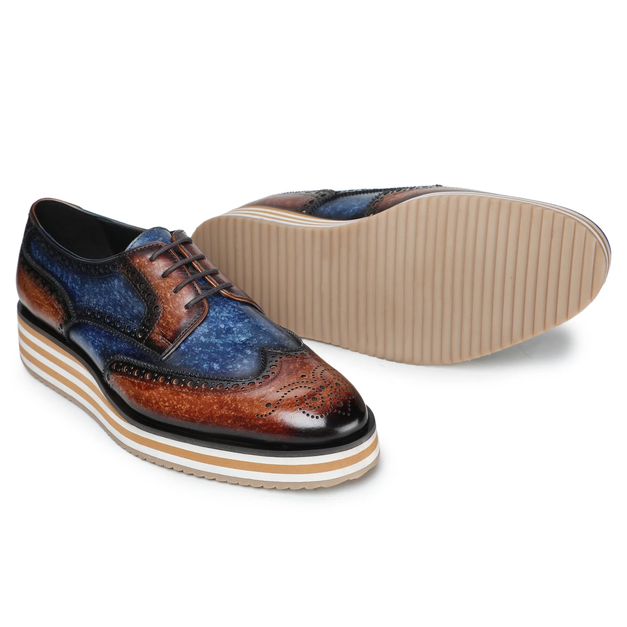 Wingtip Sneakers- Brown & Blue